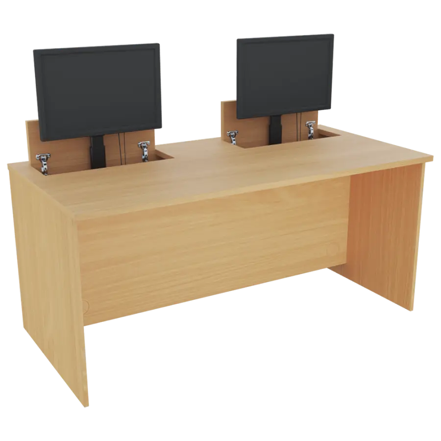 PC - VM2 - 160 stůl  s mechanickým výsuvem (2x) monitoru, 750x1600x800 mm lamino - javor horský